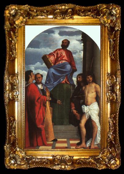 framed  TIZIANO Vecellio St. Mark Enthroned with Saints t, ta009-2